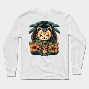 Japanese Cat Aloha Vibes Long Sleeve T-Shirt